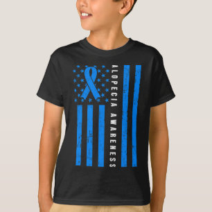 T-shirt Alopecia Areata Awareness I Wear Blue Ribbon Suppo