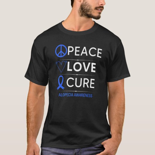 T-shirt Alopecia Areata Sensibilisation Paix Amour Cure Ch (Devant)
