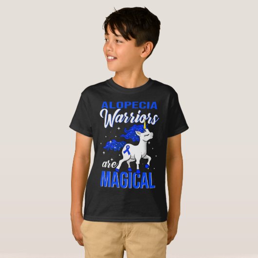 T-shirt Alopecia Sensibilisation Guerrier Fun Unicorn (Devant entier)