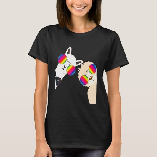 T-shirt Alpaca ami animal Bff Rainbow Lunettes Llama Slo (Devant)
