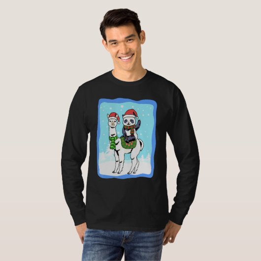 T-shirt Alpaca Femmes Panda Enfants Joyeux Noël Llama (Devant entier)