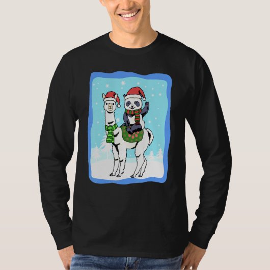T-shirt Alpaca Femmes Panda Enfants Joyeux Noël Llama (Devant)
