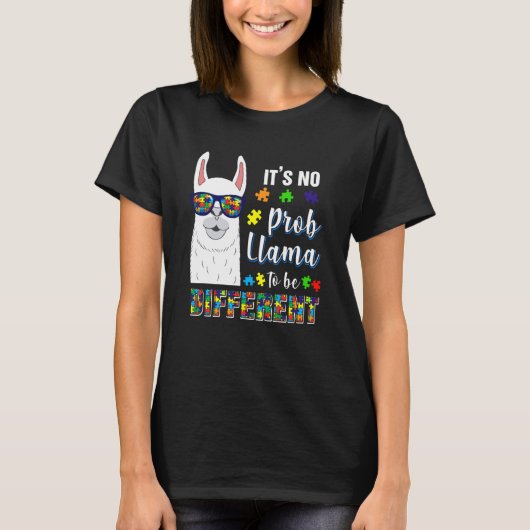 T-shirt alpaca llama animal autism awareness (Devant)