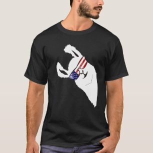 T-shirt Alpaca Llama Avec Drapeau Usa Lunettes de soleil