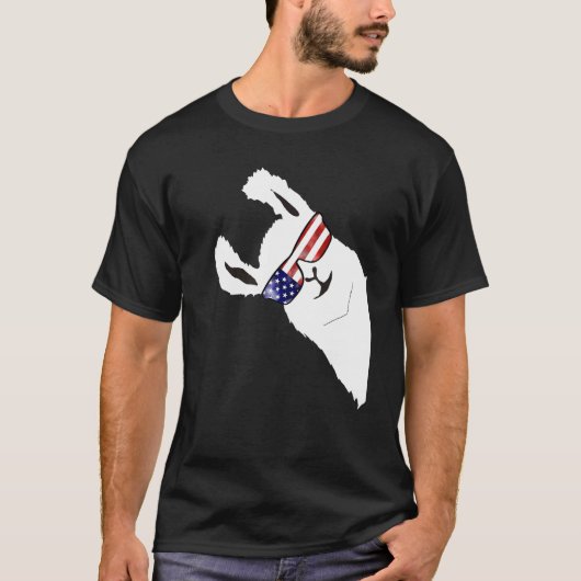 T-shirt Alpaca Llama Avec Drapeau Usa Lunettes de soleil (Devant)