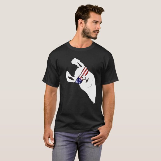 T-shirt Alpaca Llama Avec Drapeau Usa Lunettes de soleil (Devant entier)