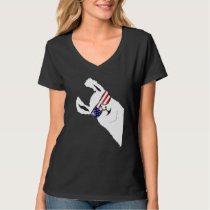 T-shirt Alpaca Llama Avec Drapeau Usa Lunettes de soleil