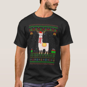 T-shirt Alpaca Llama Santa Hat Correspondant Laid Alpaca C