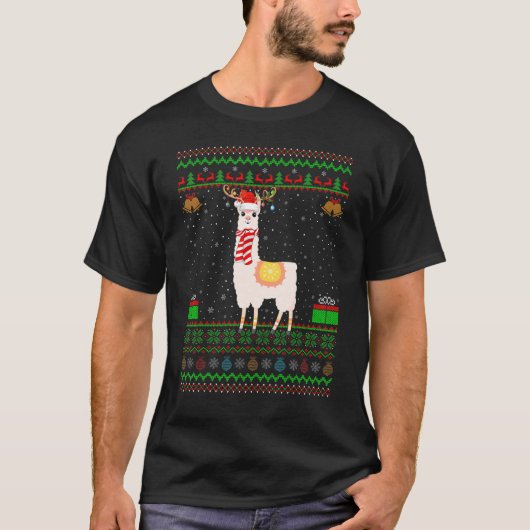 T-shirt Alpaca Llama Santa Hat Correspondant Laid Alpaca C (Devant)