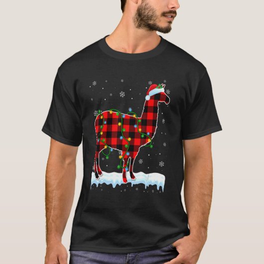 T-shirt Alpaca Noël Noël Chapeau mignon Animaux Noël Ligh (Devant)