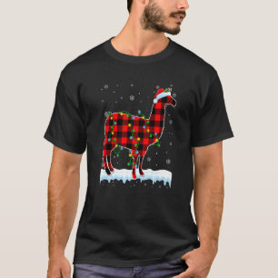 T-shirt Alpaca Noël Noël Chapeau mignon Animaux Noël Lumiè