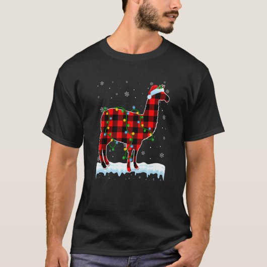T-shirt Alpaca Noël Noël Chapeau mignon Animaux Noël Lumiè (Devant)