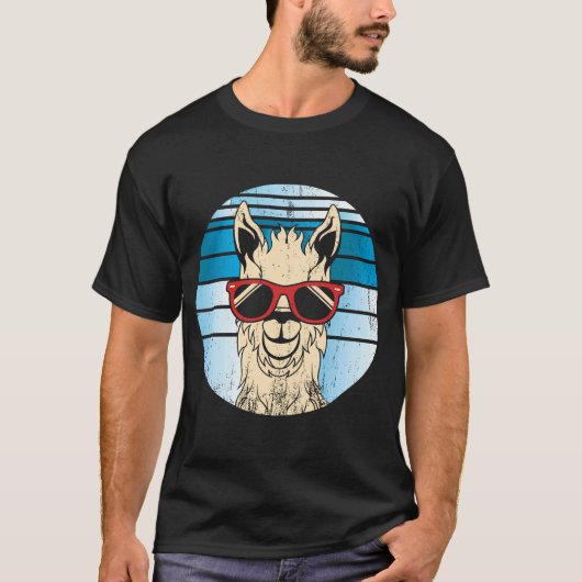 T-shirt Alpaca ou lama en rétro look avec soleil (Devant)