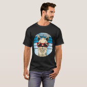 T-shirt Alpaca ou lama en rétro look avec soleil (Devant entier)