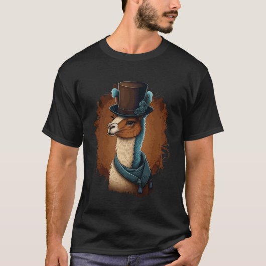 T-shirt Alpaca Portant un chapeau supérieur élégant 1 (Devant)