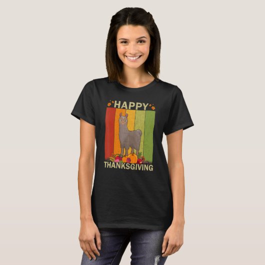 T-shirt Alpaca Retro Graphic Family Matching Thanksgiving (Devant entier)