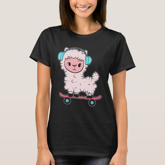 T-shirt Alpaca Skateboard Skateboard Enthusiast (Devant)