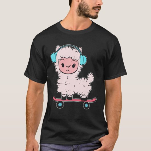 T-shirt Alpaca Skateboard Skateboard Enthusiast (Devant)