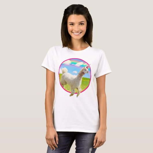 T-shirt Alpaca Unicorne sous ciel ouvert (Devant entier)