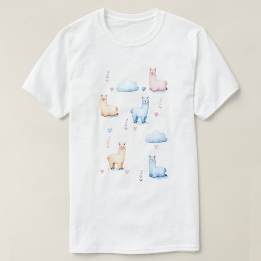T-shirt Alpacas mignons et nuages (Design devant)
