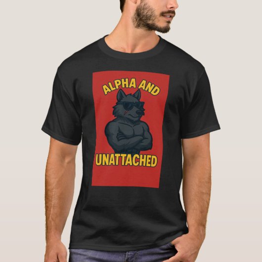 T-shirt Alpha and Unattached | Funny Wolf Cartoon (Devant)