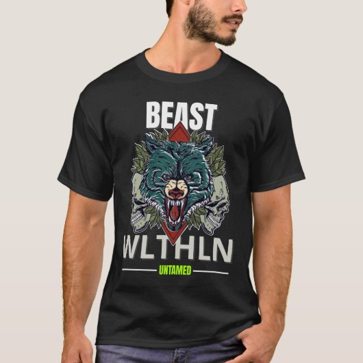T-shirt Alpha Beast _ Untamed Wolf Streetwear Fearless (Devant)