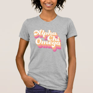 T-shirt Alpha Chi Omega   Écriture Groovy