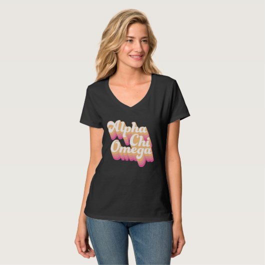 T-shirt Alpha Chi Omega| Script Super (Devant entier)