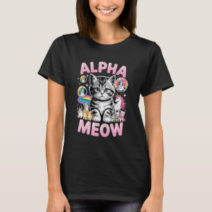 T-shirt Alpha Meow Mâle Chat Chaton Licorne Arc-en-ciel M