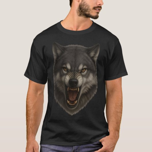 T-shirt Alpha Roar – Angry Wolf Face Tee (Devant)