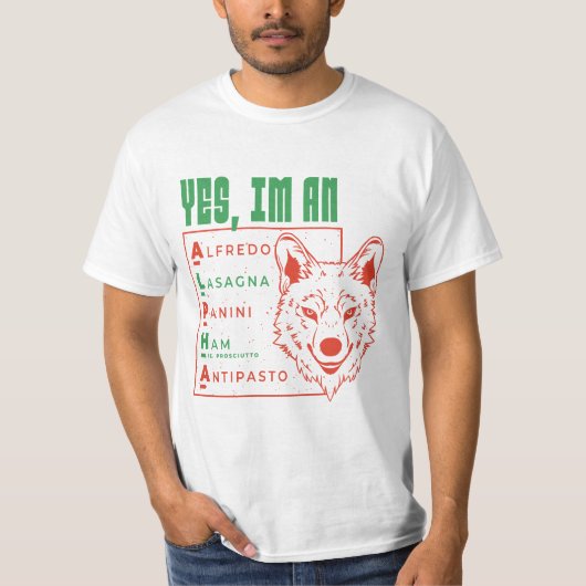 T-SHIRT ALPHA WOLF ALIMENTATION ITALIENNE OUI JE SUIS ALPH (Devant)