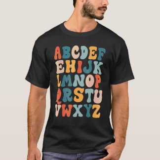 T-shirt Alphabet A B C Kindergarten Teacher Student Back T