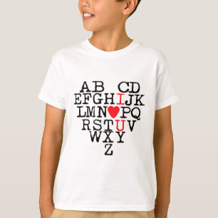 T-shirt Alphabet Abc I Love You T Shirt Valentines Day Hea