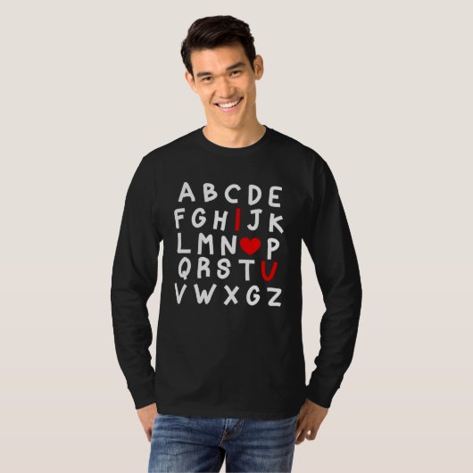 T-shirt Alphabet ABC I Love You Valentines Day Heart (Devant entier)