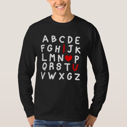 T-shirt Alphabet ABC I Love You Valentines Day Heart (Devant)
