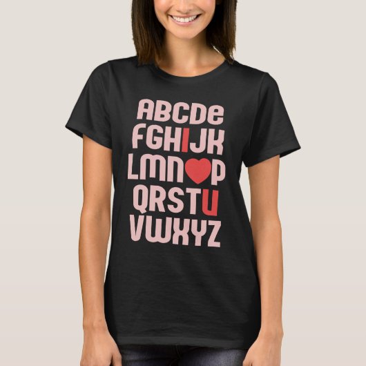 T-shirt ALPHABET ABC I LOVE YOU Valentine's Day Heart Fun  (Devant)