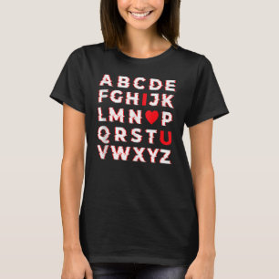 T-shirt Alphabet ABC Je t'aime Saint-Valentin Amour