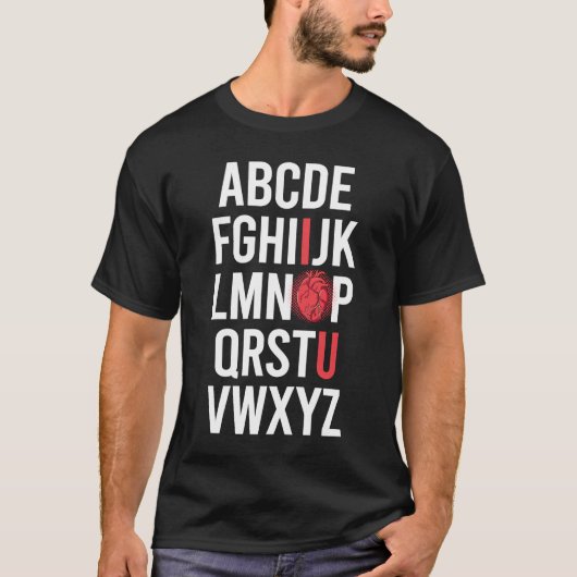 T-shirt ALPHABET ABC JE T'AIME Saint Valentin Coeur anatom (Devant)