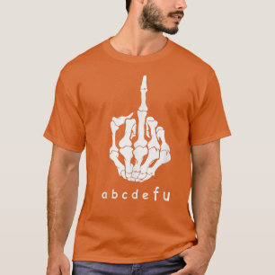 T-shirt Alphabet ABCDEFU F Squelette de la main centrale 