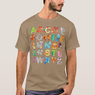 T-shirt Alphabet Animal ABC Apprendre Retour À L'École Ens