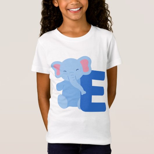 T-Shirt Alphabet animal E pour éléphant (Devant)