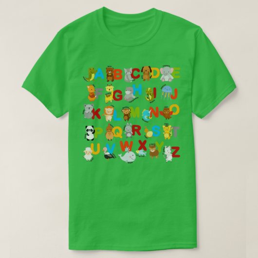 T-shirt Alphabet Animal Learning ABC Cute Kids Education (Design devant)