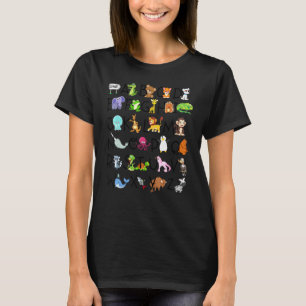 T-shirt Alphabet Animaux ABC Apprentissage Tee Kids Lear