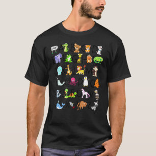 T-shirt Alphabet Animaux ABC Apprentissage Tee Kids Lear