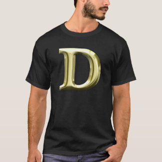 T-shirt Alphabet brillant d'or d'or de la lettre D