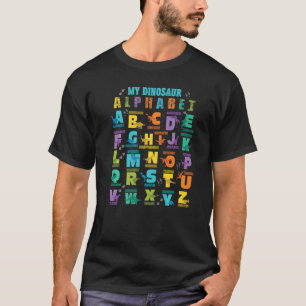 T-shirt Alphabet Dinosaures Pour Enfants Avec Un Oiseau Ab