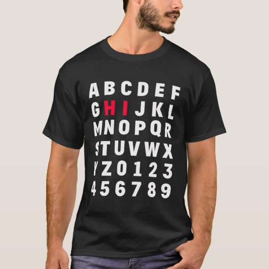 T-shirt Alphabet Et Numéros Enfants Enseignant Abcs Hi (Devant)