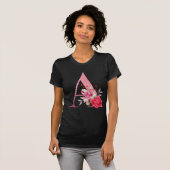 T-shirt Alphabet Or Rose Monogramme A Aquarelle Fleurs (Devant entier)