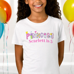 T-Shirt Alphabet Princesse personnalisée Anniversaire