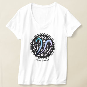 T-shirt Alphabet V Monogramme écriture manuscrite